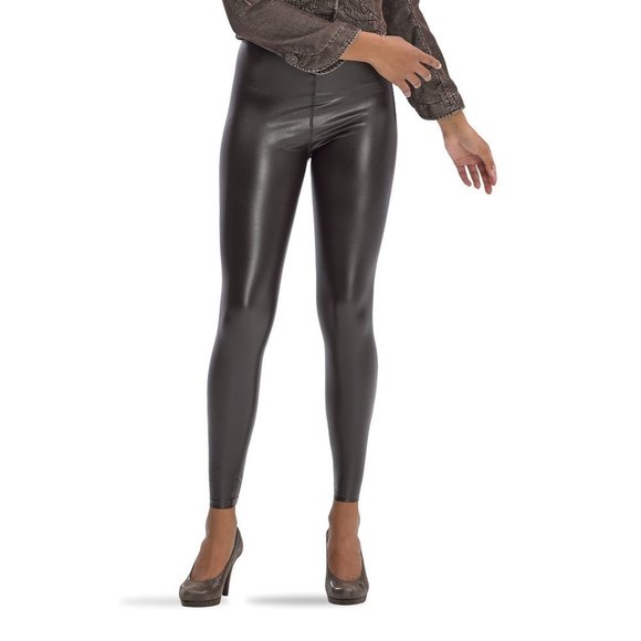 Hue Pants - HUE Leatherette Hi Rise Leggings Espresso Brown